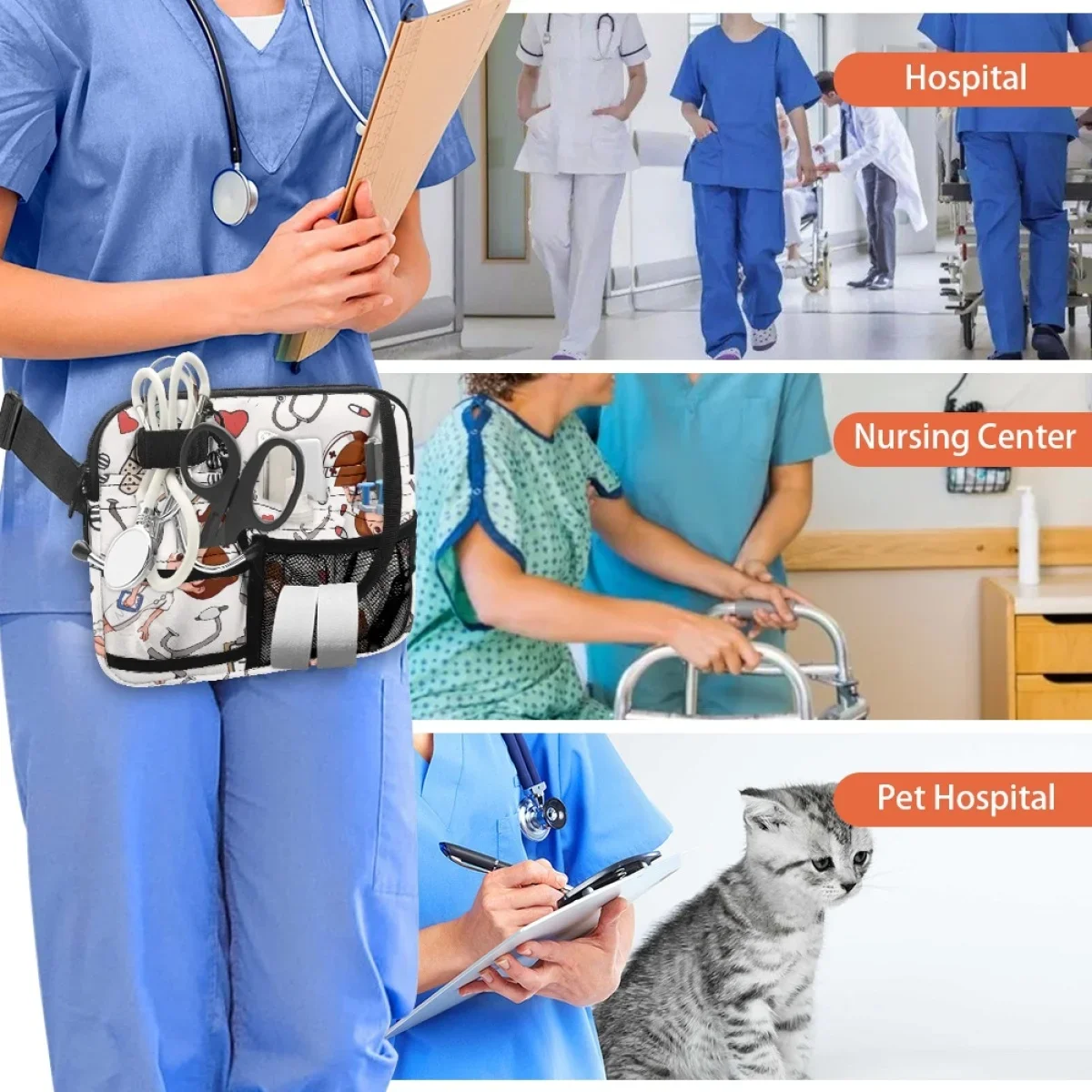 Multi Tasche verstellbare praktische Hüft tasche Kawaii Pflege Krankenhaus Gürtel taschen für Stethoskope Pflege Kit Pflege Studenten Werkzeuge