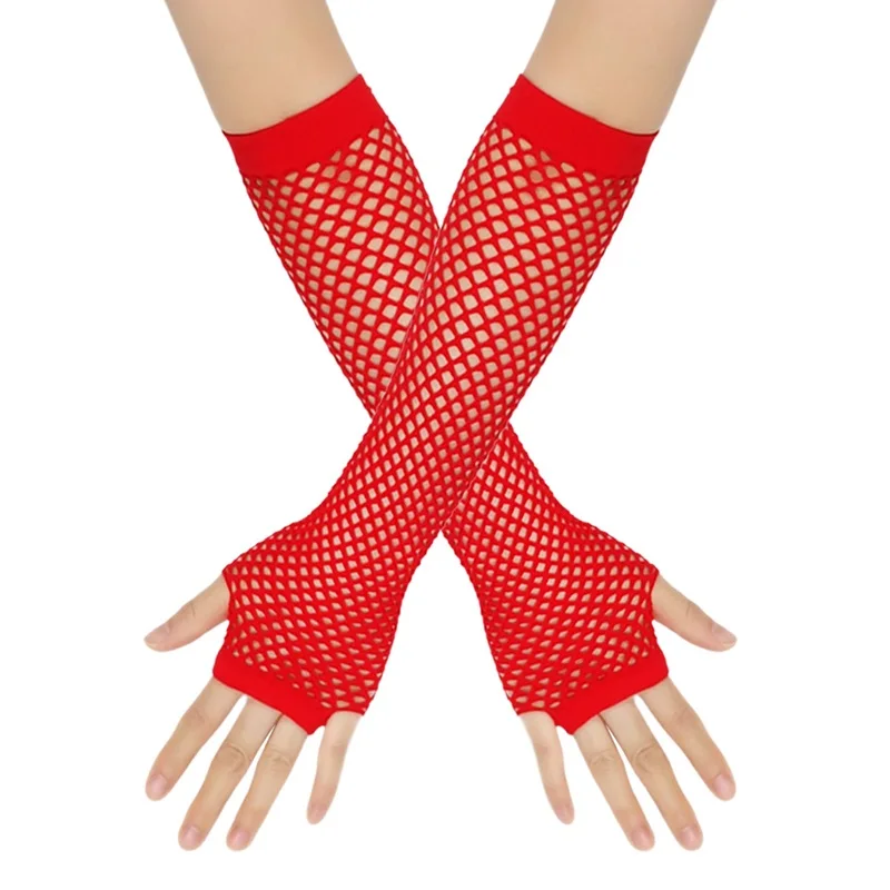 1 Paar Damen Fischnetz Fingerlose Lange Handschuhe Bein Arm Manschette Party Tragen Kostüm für Damen Wärmer Handschuhe Sexy Handschuhe Goth Dance