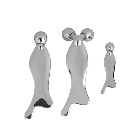 3D Fish Guasha Board Facial Roller Stainless Steel Massager V-shape Face Lifting Firming Eyes Body Beauty Massage Tool