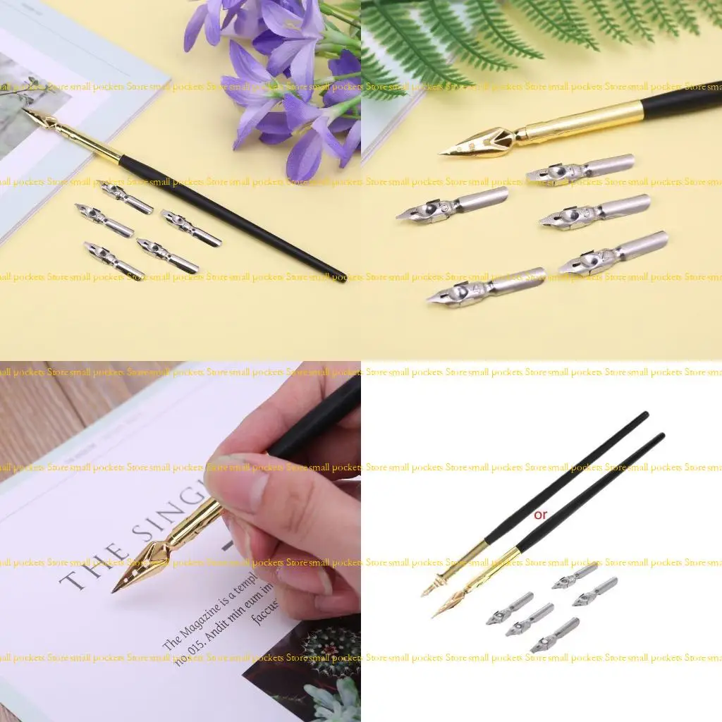 

R1WD Calligraphy Drawing Dip Nib Pen Set Writing Antique Elegant Gifts