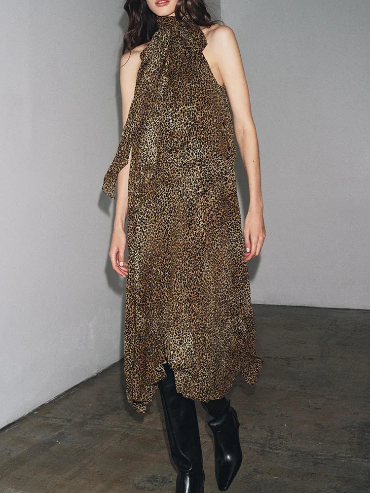 Nouveau hiver 2025 femmes Faion chic Svel imprimé Animal col Dr Ele robe pour dames à la mode ethnique scène Costume