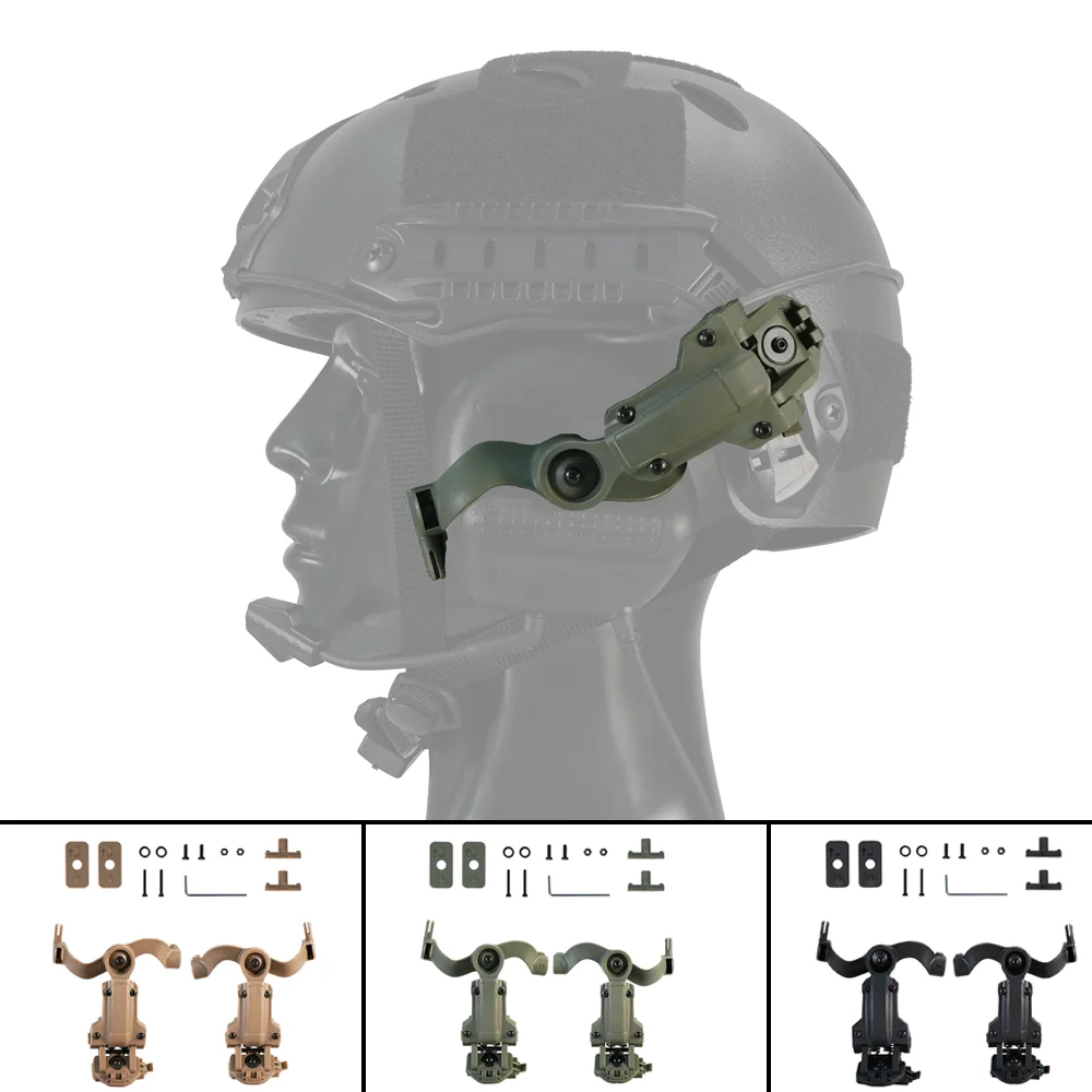 Helmet Rail Adapter Headset Bracket Kit Multi-angle Rotation  Fit OPS Core ARC and Team Wendy M-LOK Rail Headphone Mount