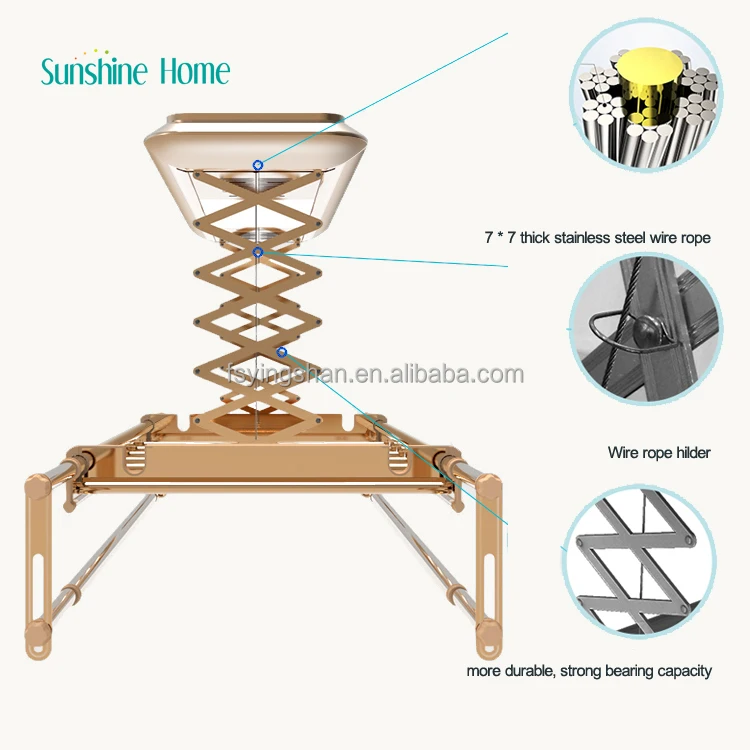 Pakistan oro allungabile sollevamento soffitto a parete pieghevole in alluminio intelligente elettrico automatico appendiabiti