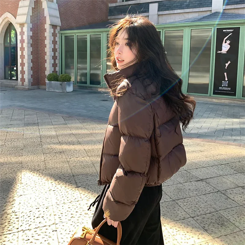 Winter New Parkas Women Short Down Cotton Jacket Korean Fashion Stand-Up Collar Casual Loose Thick Warm Padded Coat Female B1293
