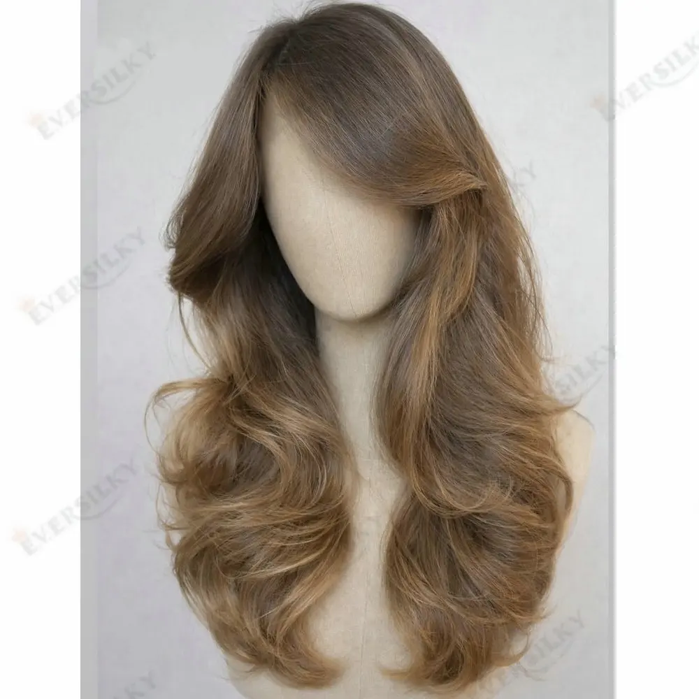 Remy Echthaar 13x6 Lace Front Perücken für Frauen Klebefreie Hellbraune Highlight Natürliche Welle Full Lace Perücken 360 Lace Frontal Perücke