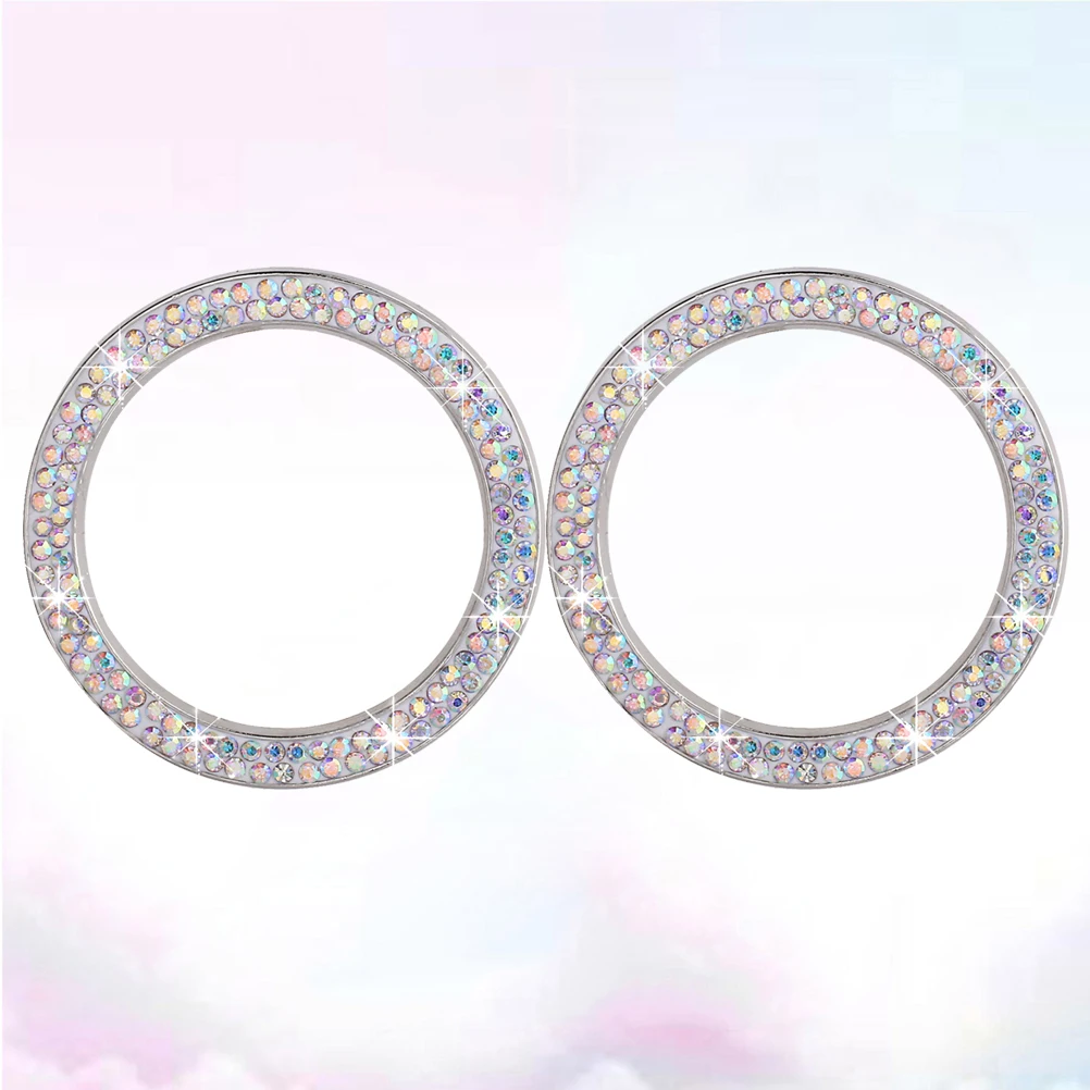 

2Pcs Car Ignition Button Ring Start Stop Decoration Sticker Rhinestone Crystal Bling Luxury Car Engine Replacement Accessory