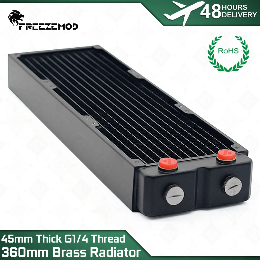 

45mm Thick Brass Radiator 360mm Long G1/4 Thread Copper Water with Injection Chamber for 120mm Fan PC Cooling MOD TSRP-HP45-360