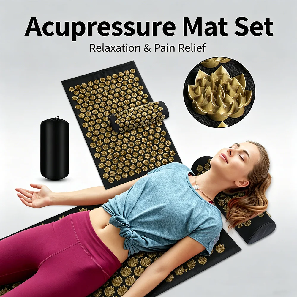 Acupressure Yoga Mat Spike Needles Kuznetsov's Applicator Massage Cushion Foot Back Pain Relief Fitness Pilates Massage Pillow