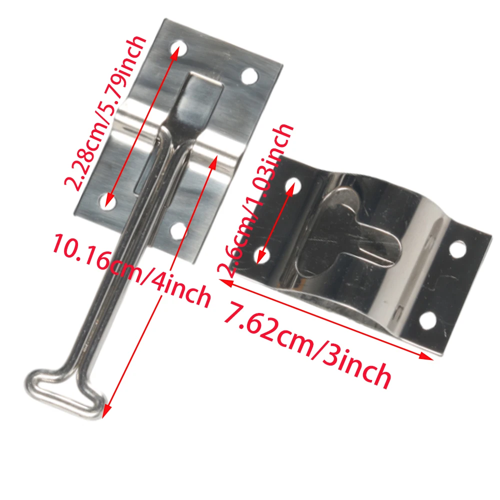 حامل باب RV من الفولاذ المقاوم للصدأ ، مزلاج على طراز T للمقطورة ، العربة ، شاحنة بضائع ، 4 بوصة ، 2 ify