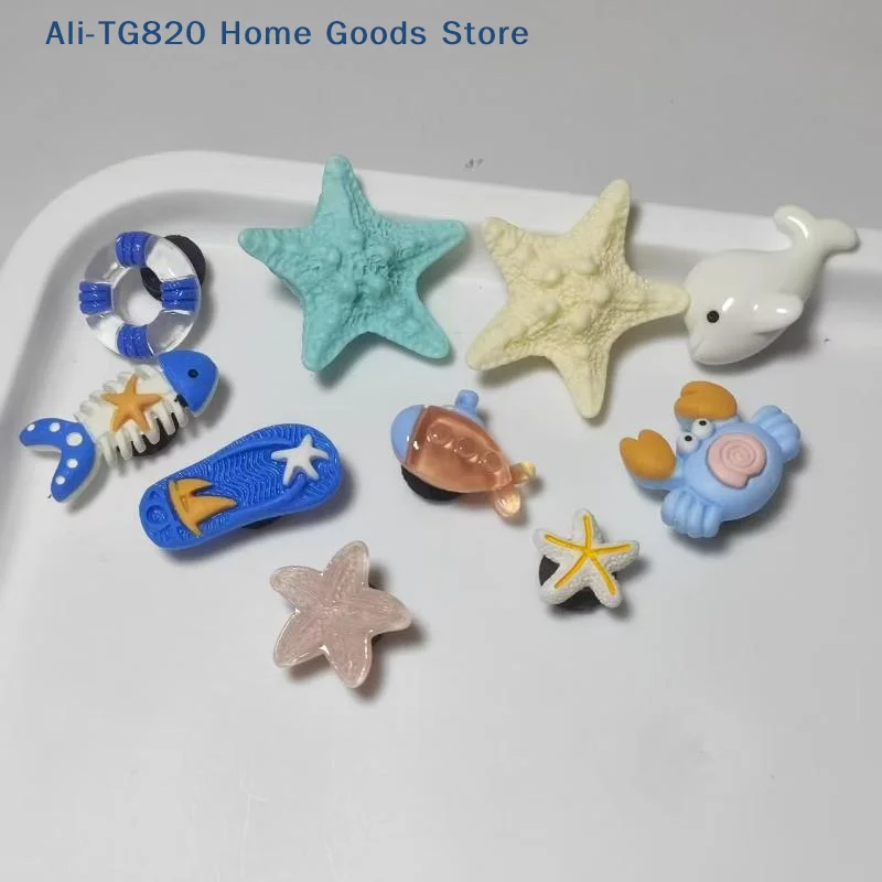 [TG820]Cute Summer Ocean Series Set Shoes Buckle Decoration DIY Removable Slippers Accessories Gift