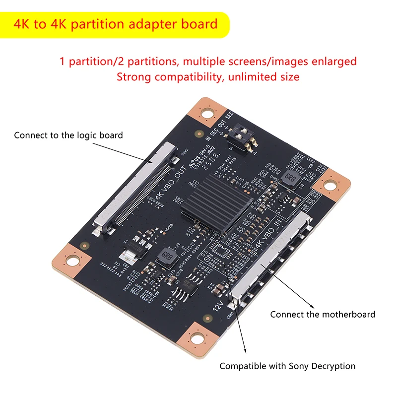 4K Partition Conversion Adapter Board Screen Image Mirror 1/2 Partition Conversion Image Amplification Converter