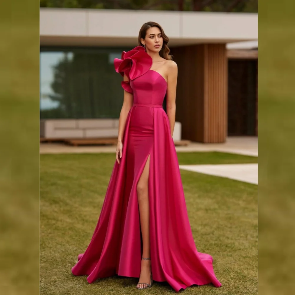 

Customized Evening Saudi Arabia s Ruched Cocktail Party A-line One-shoulder Bespoke Occasion Gown Long Dresses