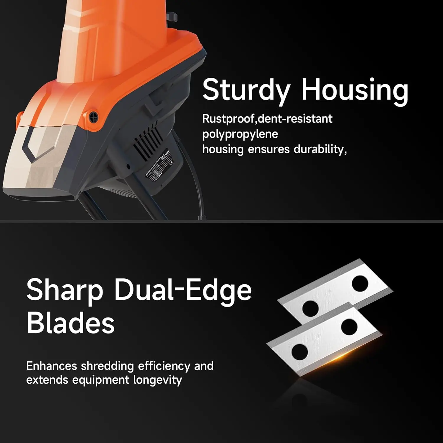 ماكينة تقطيع الخشب الكهربائية بقطر 15 أمبير، سعة قطع 1.8 بوصة للتثبيت والسماد، ماكينة تقطيع نفايات الفناء مع كول