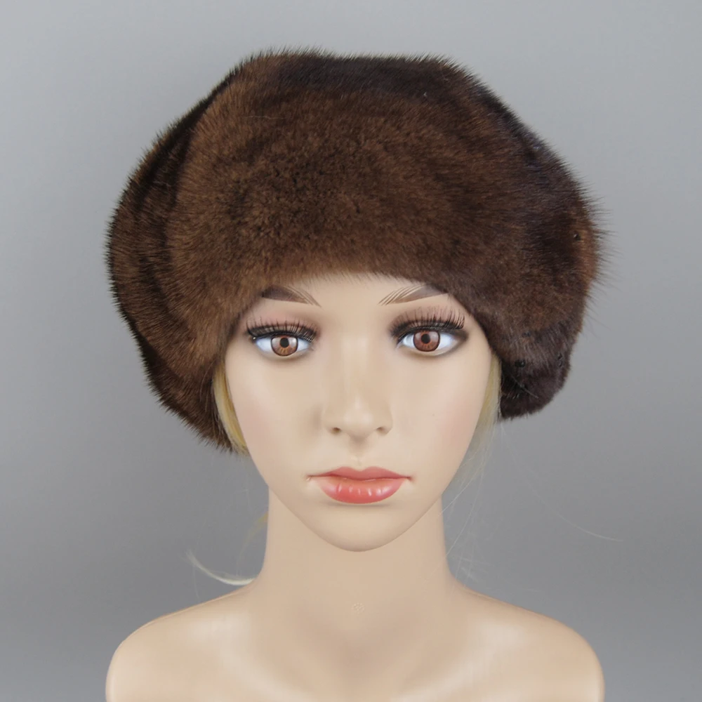 Top Accessories Warm In Russian Winter Fur Hats For Lady Fashion Mink Fur Cap For Women Real Natural Whole Fur Hat