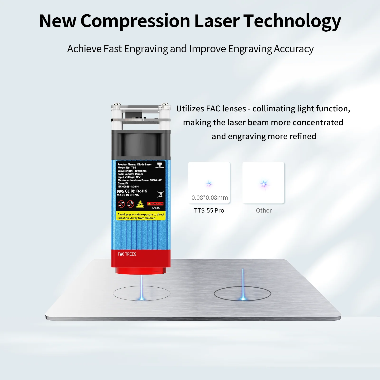 TwoTrees TTS-55 Pro Laser Engraver With Wifi Offline Control 445±5nm Blue Light Laser Engraving Cutting Machine Stainless Steel Carving Wood Acrylic Cutting - view 6