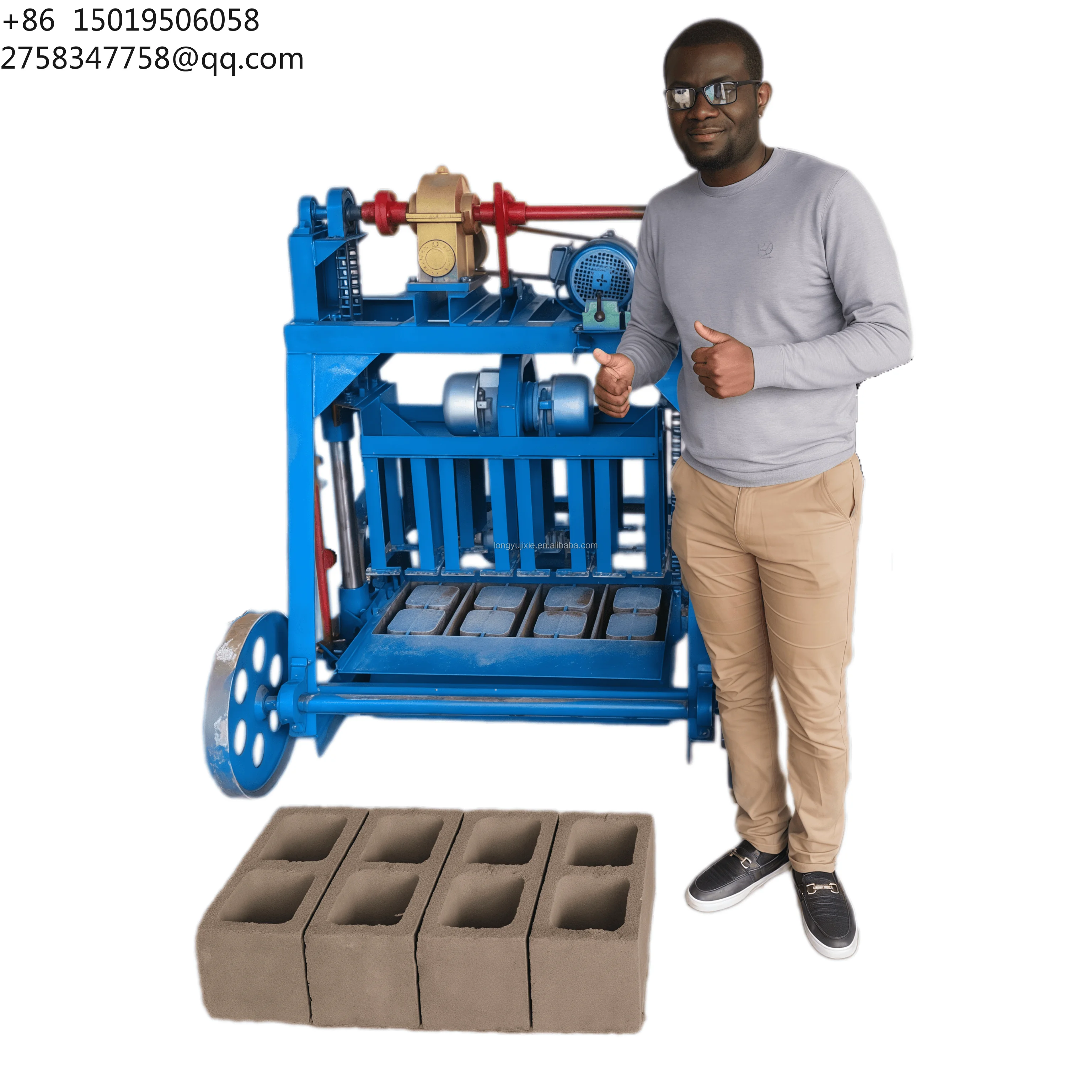 New Type of Brick Making Machinery Mortar Cement Block Brick Making Machine Large Wheel Mobile Hollow Brick Machine