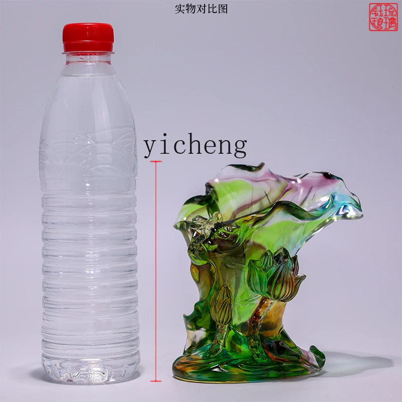 LX pavilion lotus leaf tube decoration home study tabletop ornament intangible cultural heritage gift to the teacher