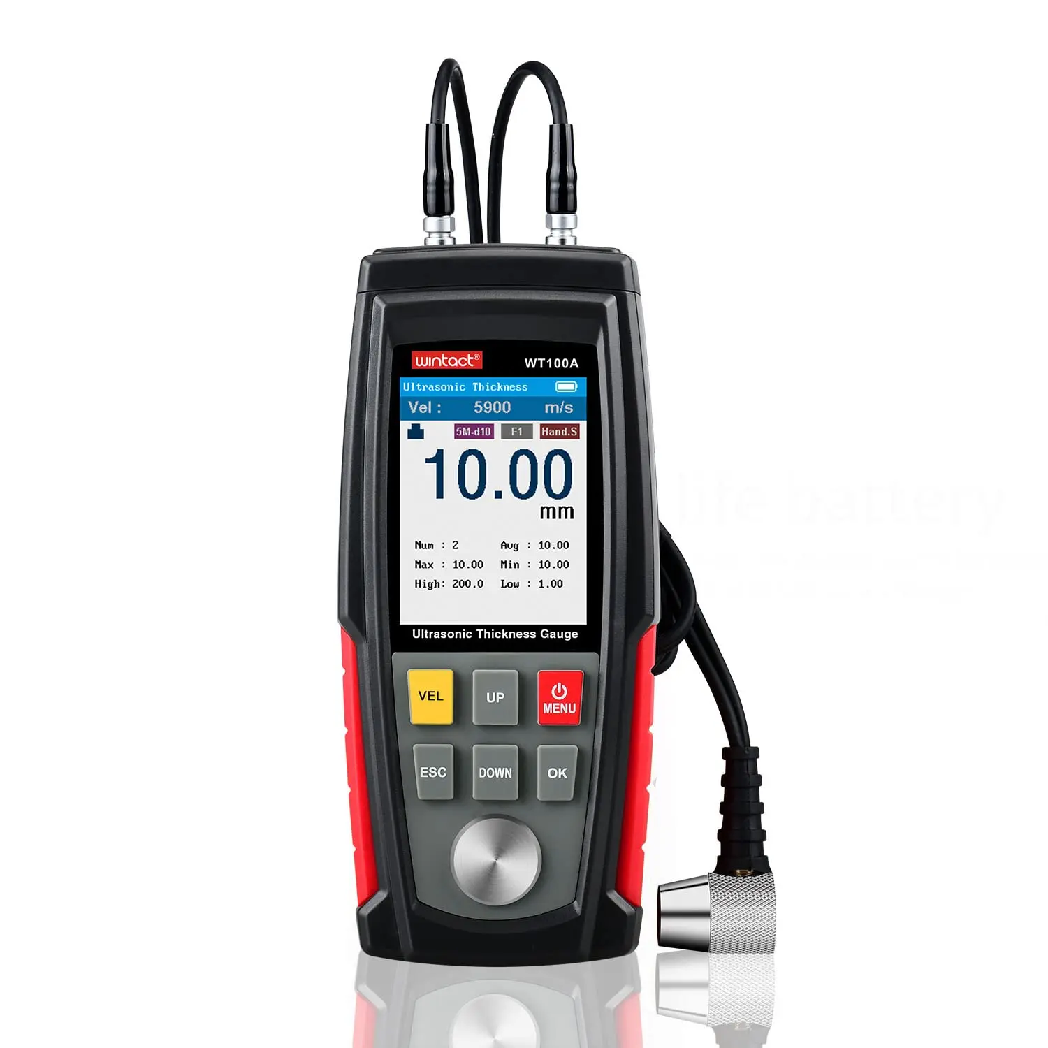 

Digital Ultrasonic Thickness Gauge, UT Meter, Range 0.039 to 11.81 in with Probe for Measuring Metal and Nonmetal Materials