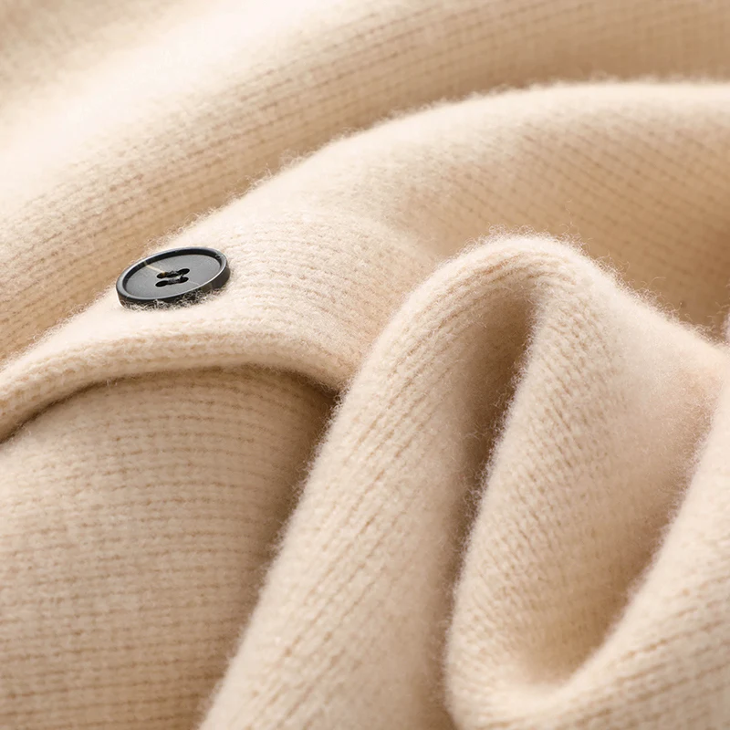 2024 New Women\'s Thick Coat 100% Merino Wool Women\'s Winter Warm Knit V-neck Open Mountain Solid Color Korean Sweater Coat