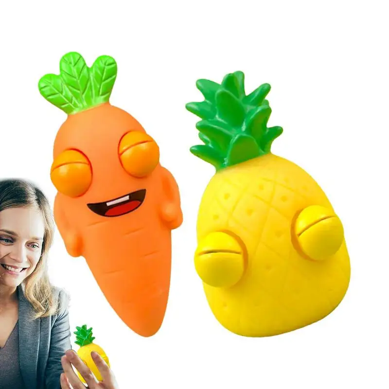 Eye Popping Toy Pineapple Carrot Simulation Fruit Pinch Toy Stretchy Cute Soft Pinch Toy Relieve Stress Non-sticky