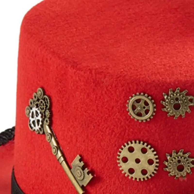 Y55F Steampunk Time Hat Hat Steampunk Top Hats cho nam giới có kính bảo hộ Hat Halloween Halloween Party Phụ kiện