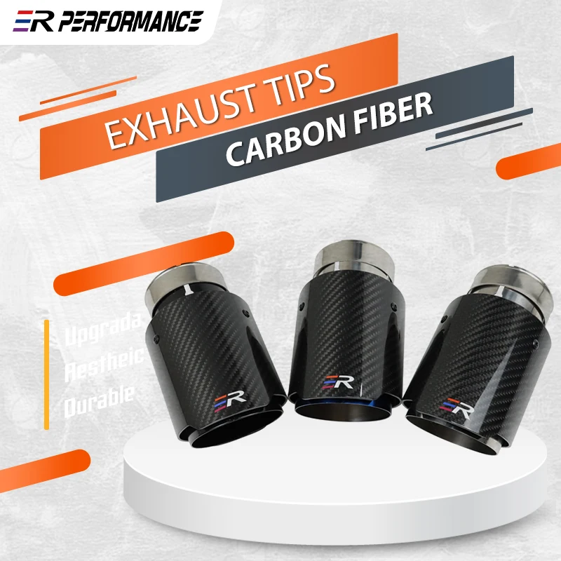 1Pcs Cars Accessories Black Carbon Fiber Stainless Steel Car Muffler Tip Exhaust Tip System Pipe Universal Exhaust Tip  Nozzle