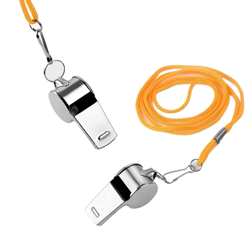 

5PCS Metal Whistle With Rope Professional Soccer Referee Extra Loud Whistle Football Basketball Supervivencia Rescue Accessories