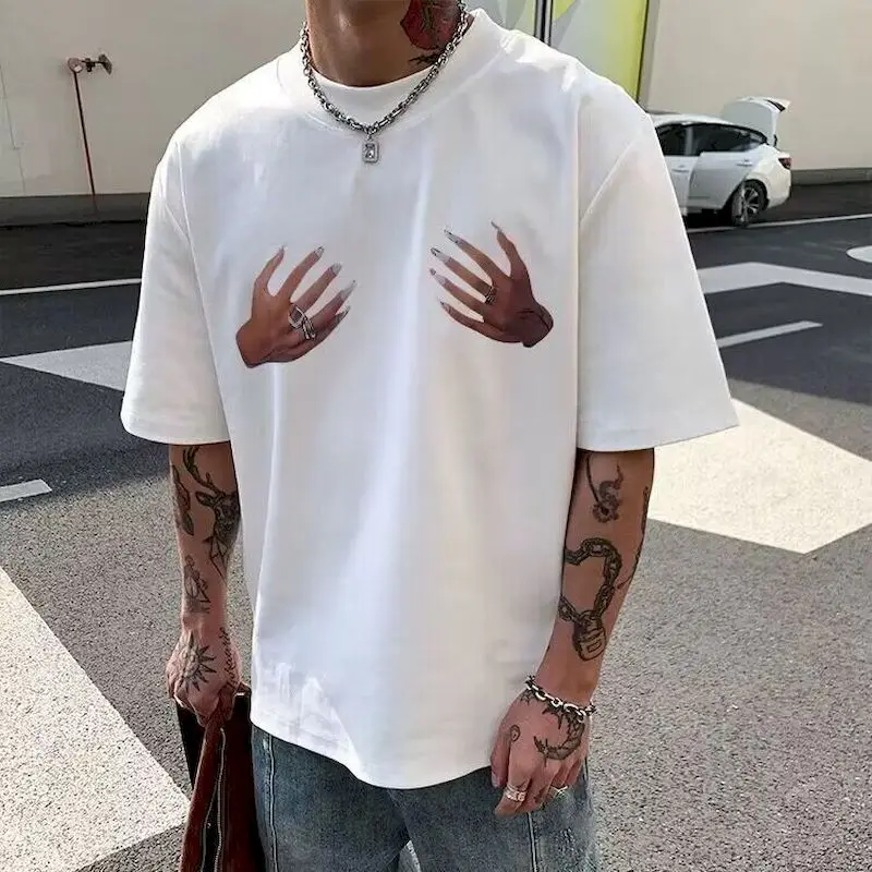 Oversized T-shirts Women Men Street Return Rate 100% Original T Shirt Ins Trendy Top Short Sleeve Hip Hop Retro Tshirt Summer