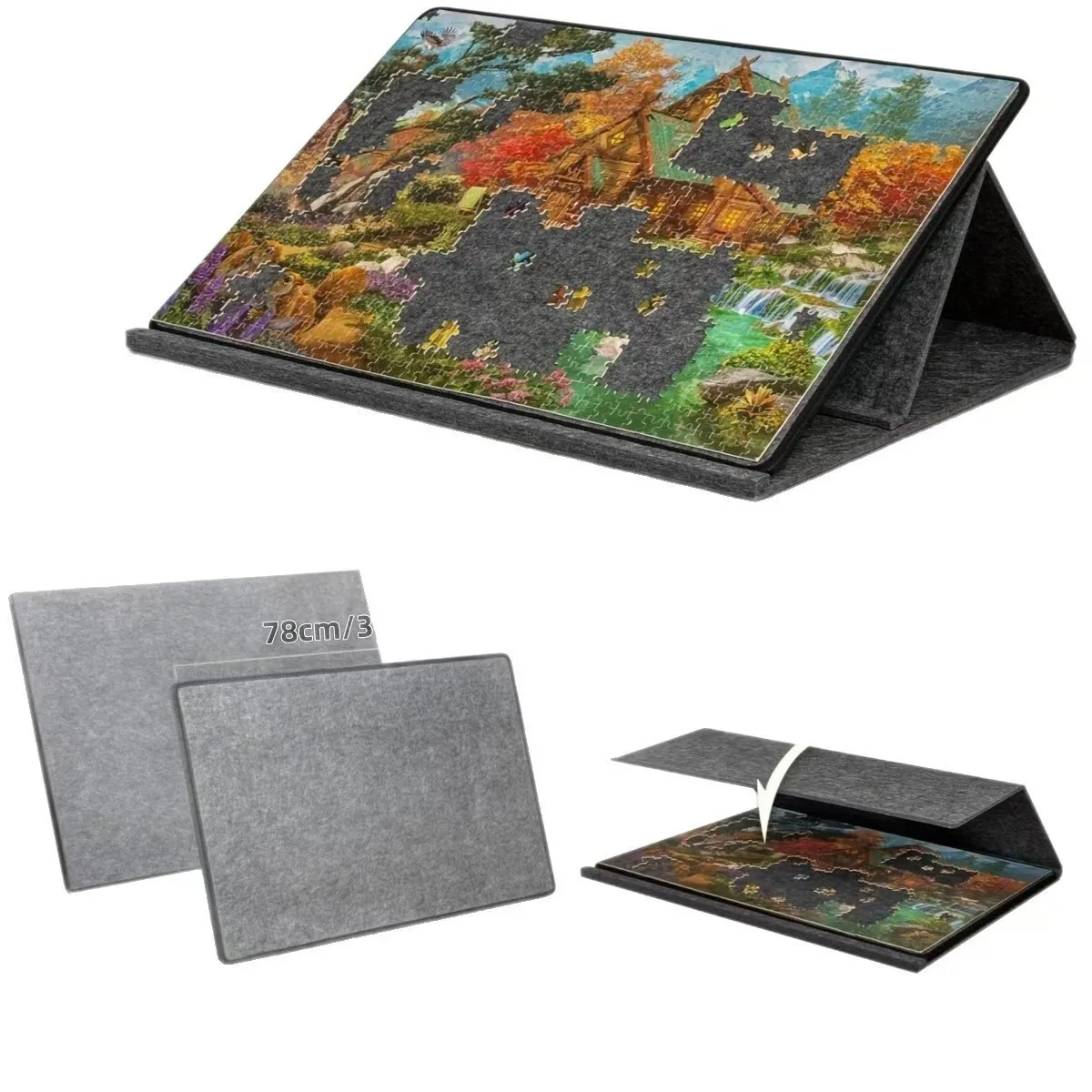 Portable Puzzle Table with Felt Mat, Multi-Angle Adjustable Stand, Puzzle Sorting Station for Adults Portable Organizer Table