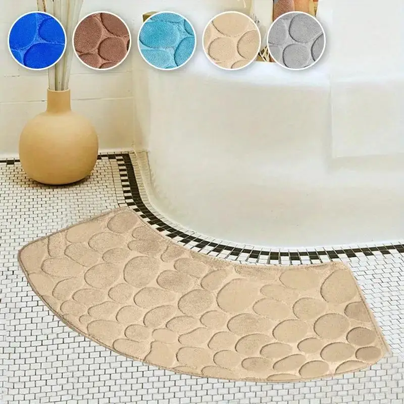 

Luxury Curved Bath Rug,Non Slip Soft Absorbent Fanned Shower Mats Washable Bathroom Rug Corner Bath Tub Floor Carpet for Shower