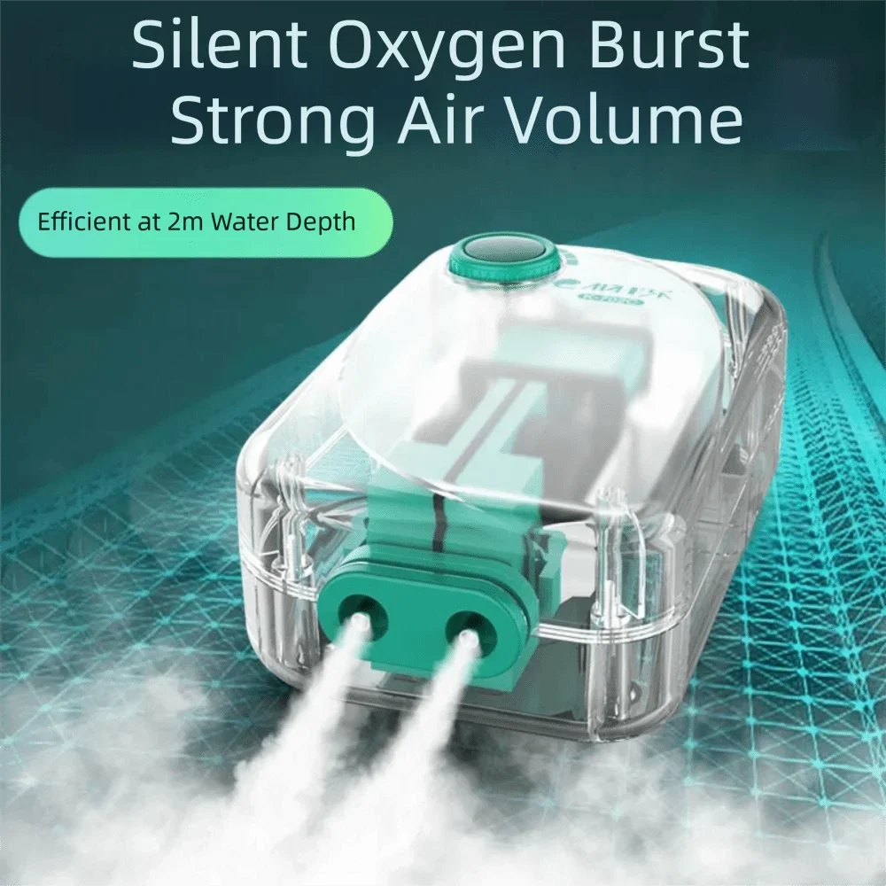 Ultra Silent  Aquarium Air Pump Low Noise Silent Operation Automatic Mute Aerator Pump High Power Adjustable Air Flow Oxygen