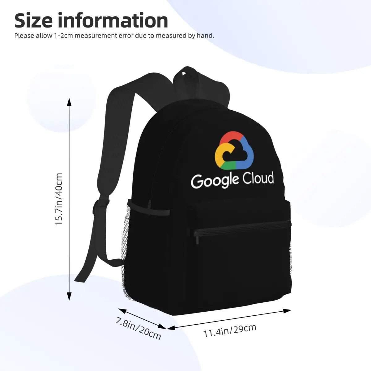 Google Cloud Casual Backpack Simple Storage Bag Back to School Office Supplies Cute Stationery