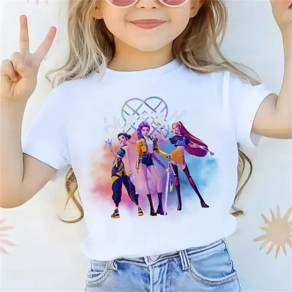 KPop Demon Hunters T-shirt motif de mode haut imprimé pour filles et garçons été à manches courtes décontracté ample jouet pour enfants cadeau