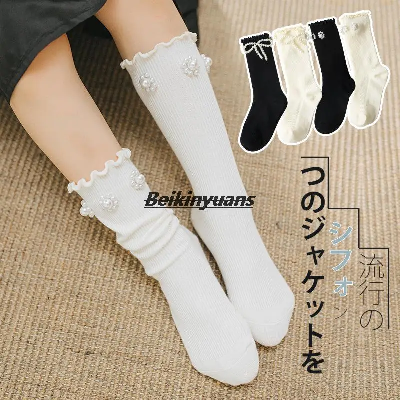 Children\'s socks Sweety new Baby princess socks girl bottine chaussette pearl wind cotton stockings Kids Sokken girls-clothing