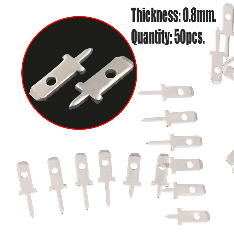 50pcs H62 Brass, Tin Plated Surface 2.8 Inserts Plug Spring Terminal PCB Solder Lug Thickness 0.8mm One Legs ,PCB Welding Sheet