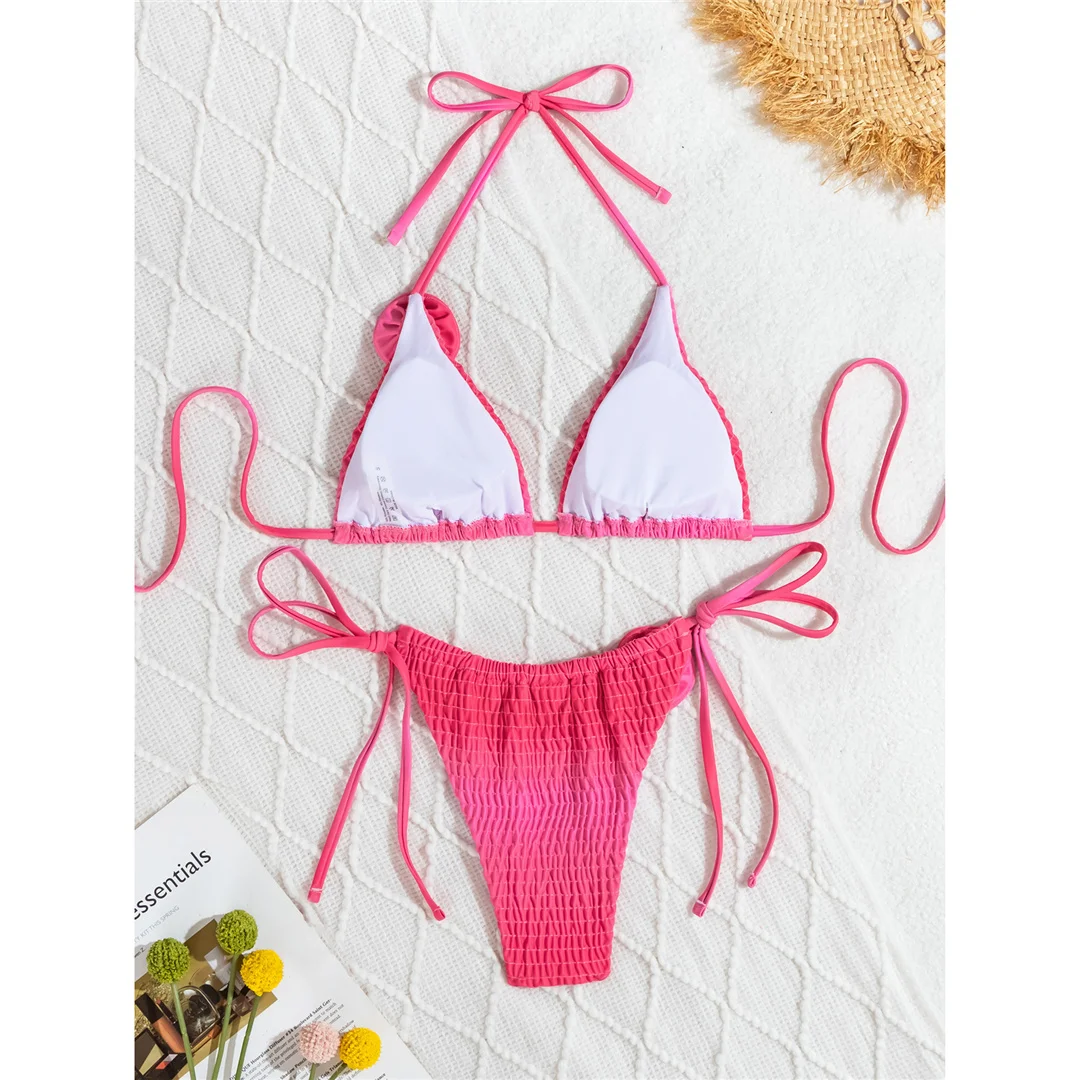3D-Blumen-Neckholder-Bikini mit Raffungen, zweiteiliger Badeanzug für Damen, Badebekleidung, Badeanzug, Badebekleidung, Badeanzug V6221 – Detail 22