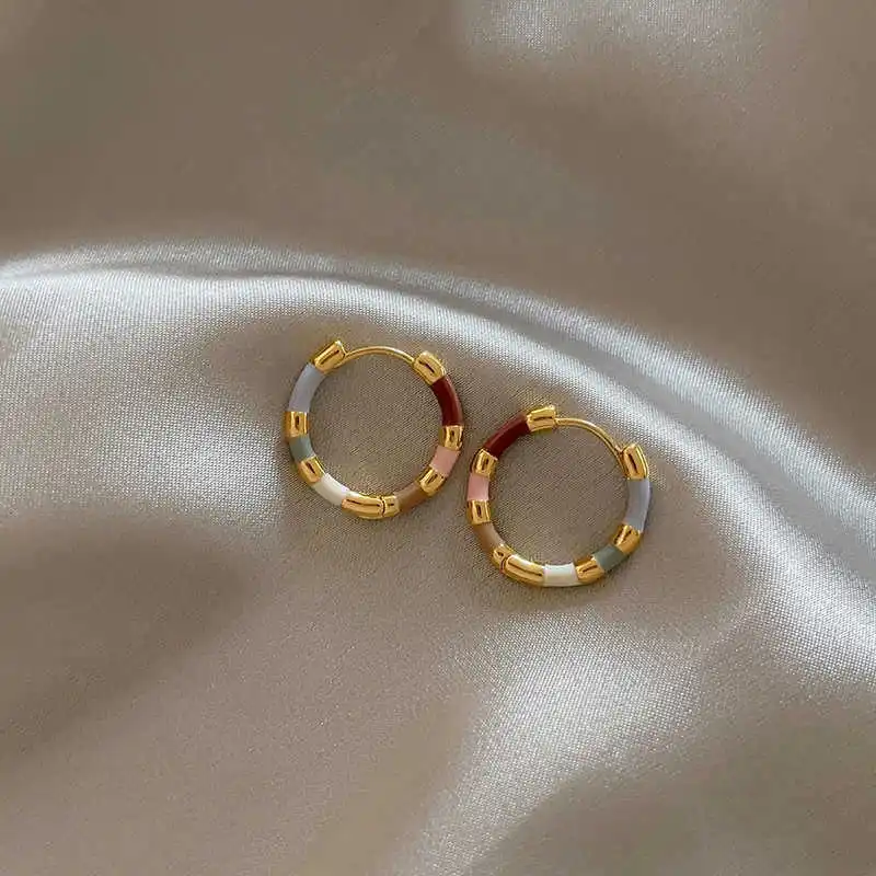 Colorful Enamel Mini Metal Round Hoop Earrings – Only .10!