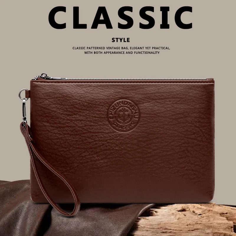 New Business Style Men Clutch Large Wallet Soft PU Leather Male Wristlet Pack Bag Elegant Leisure Stylish HandBags Envelope Bag