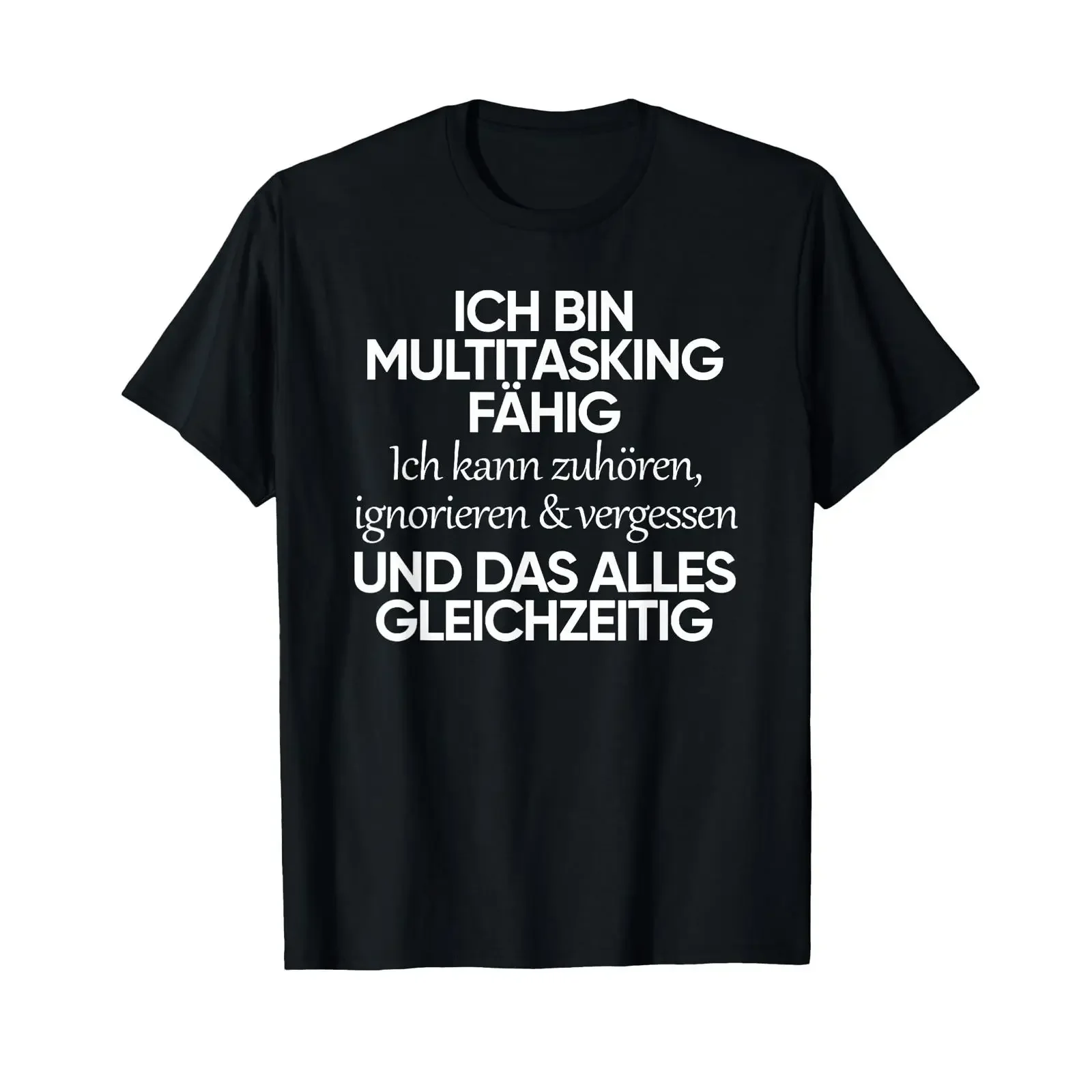 T shirt with German text Ich bin multitasking Capacity kann Zuhör black s vintage Washed Versatile Casual Slightly Breathable