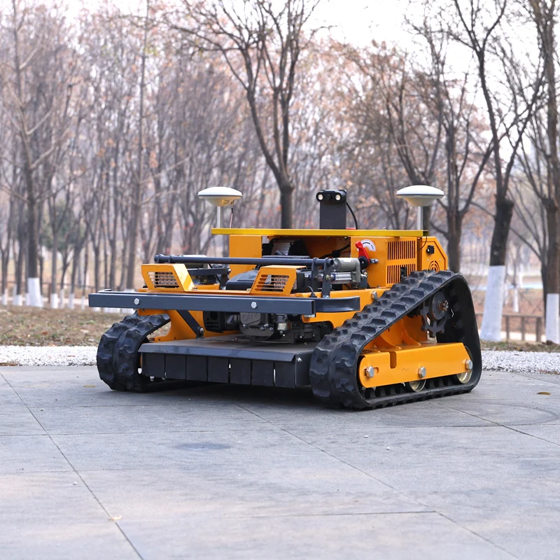 Customized Four-Stroke GPS Remote Self-Propelled Lawn Robot, Crawler All-Terrain Mower with Adjustable Cutting Height