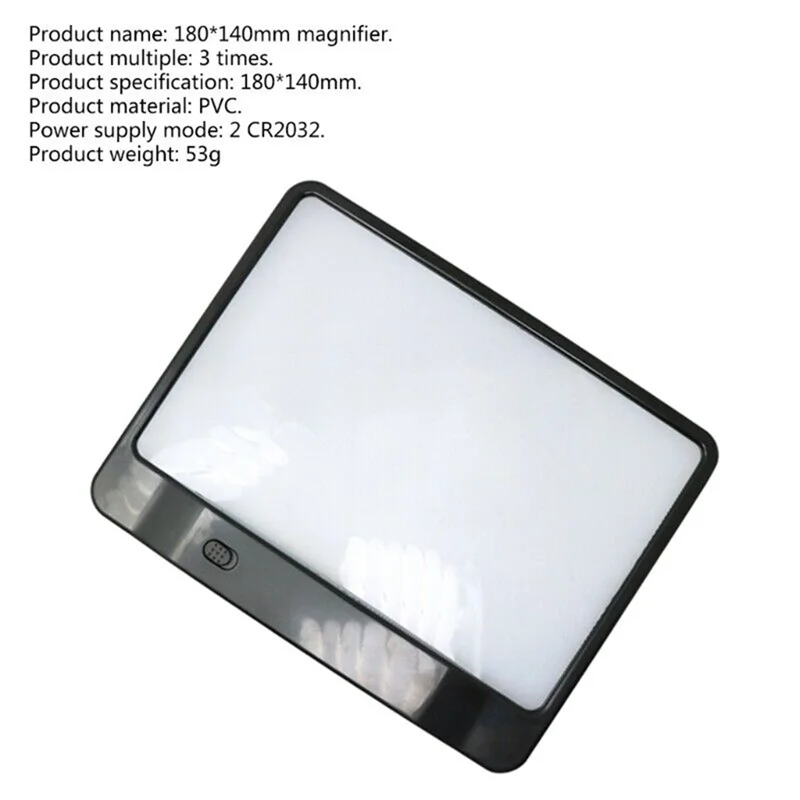 Candy AS-SEEN-ON-TV Full Page Book Magnifier and Light to See Pages 3X Bigger, Optical Grade, Anti-Glare Black