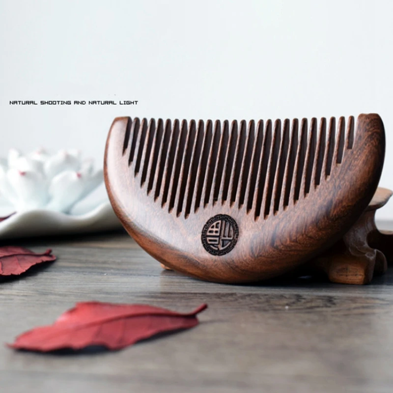 หวีดูแลเส้นผมหวีนวดไม้ธรรมชาติทำด้วยมือหวีไม้แกะสลักหวีไม้จันทร์หวีนวดป้องกันไฟฟ้าสถิตย์