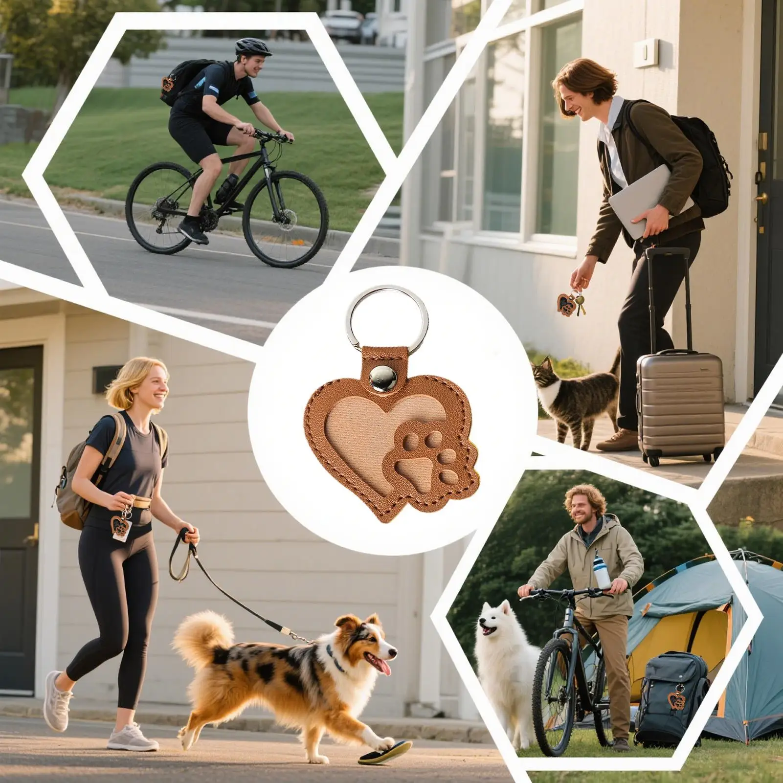 

Dog Hair Keychain Leather Handbag Pendant Charm Storage Keepsake Collecting Keychain Bag Purse Schoolbag Accessory For Adults