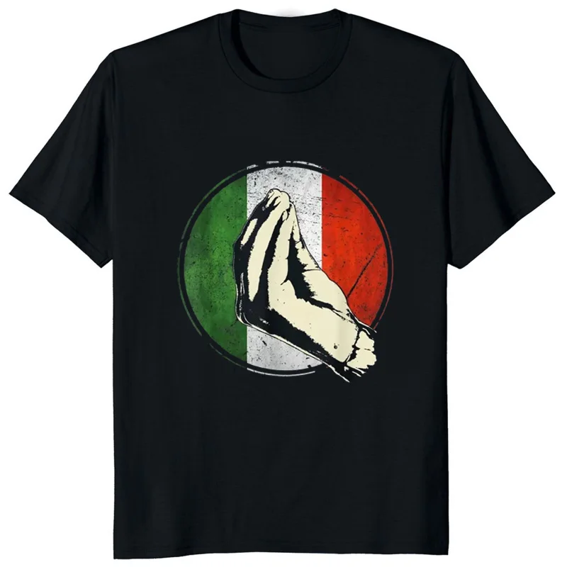 Funny Italy Gesture Printed T-Shirt Italian Gift Shirt Fitted Casual Men Tshirt Fashion Loose Streetwear Hip Hop Unisex T Shirt