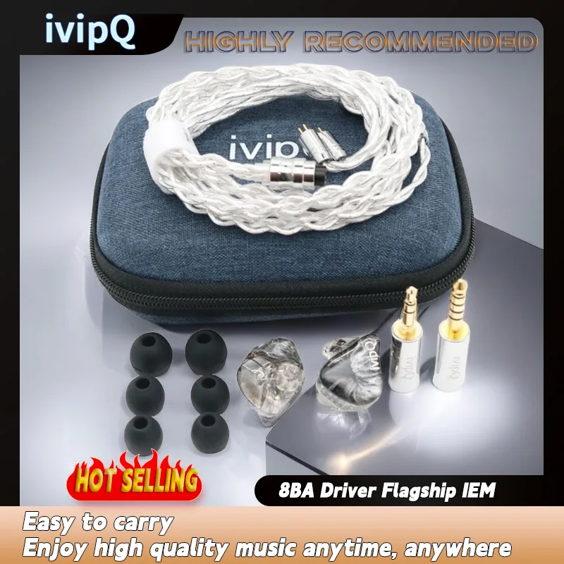 IvipQ Conch V11 8BA Driver Flagship IEM con cavo modulare aggiornato HiFi Music Monitor auricolari cablati per audiofili musicisti