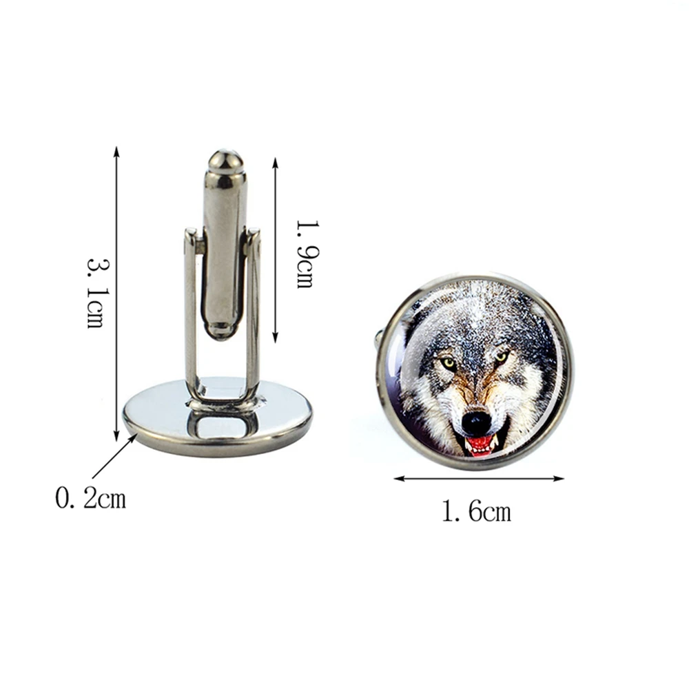 Wolf Howling Moon Cufflinks for Mens Luxury Glass Dome Shirt Cuff Links Wedding Business Lawyer Men Jewelry Father's Day Gift