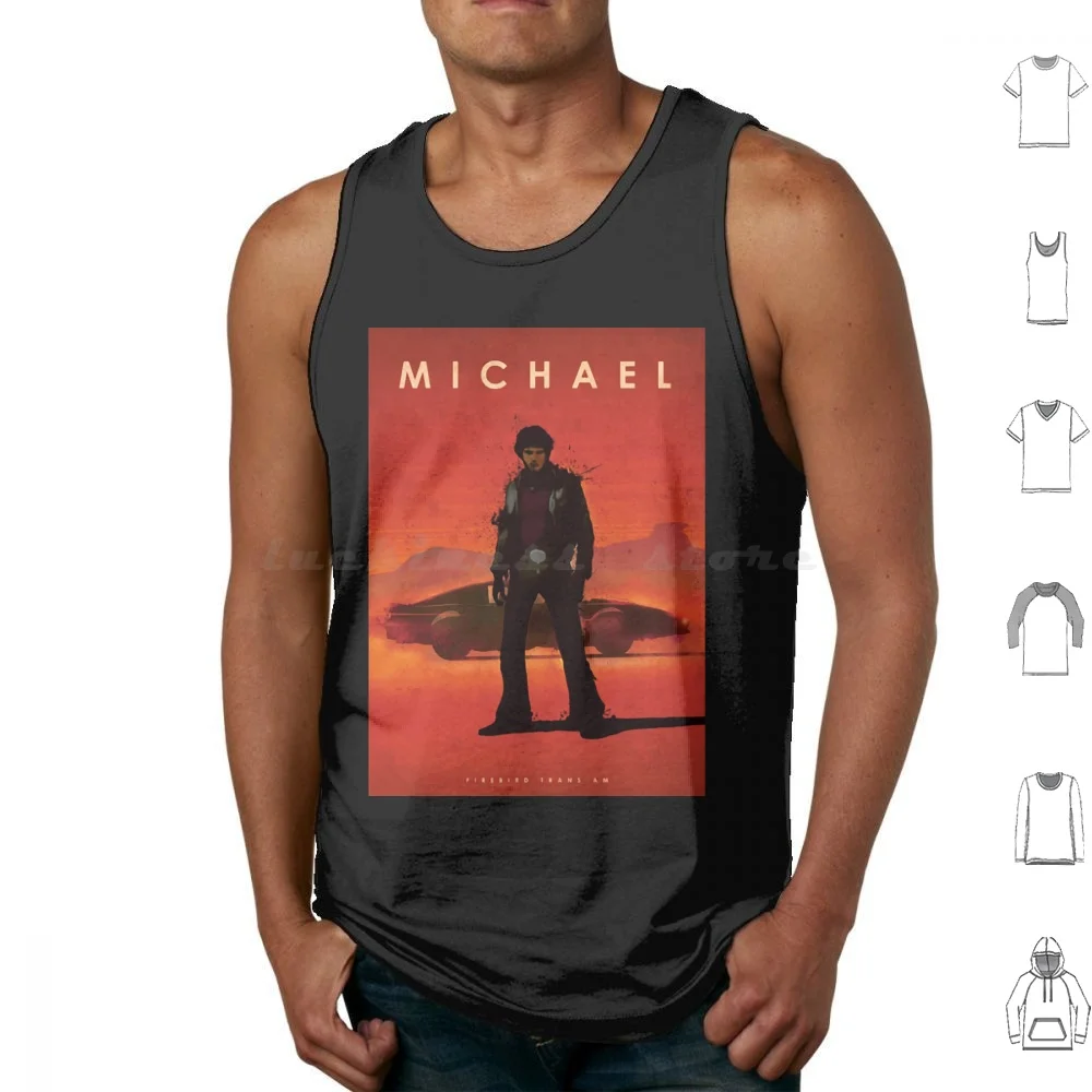 Michael Knight-Firebird Trans Am-Car Legends Tank Tops Print Cotton Knight Rider 80s Kitt Geek Michael Knight Retro