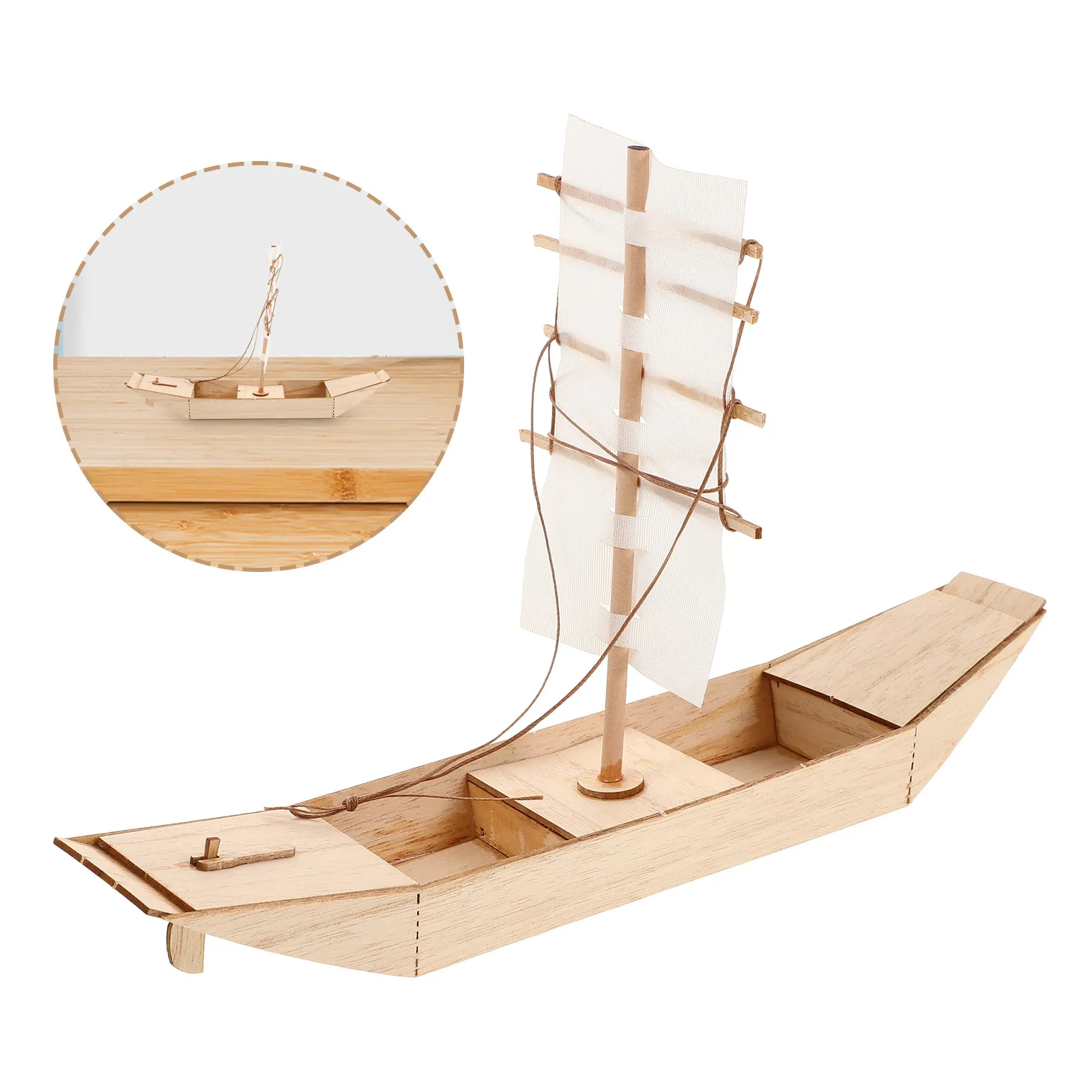 

Wooden Sailboat Kit DIY Unfinished Puzzle Creative Handmade Boat Assembly Educational Wooden Miniature Ornament for Home Decor