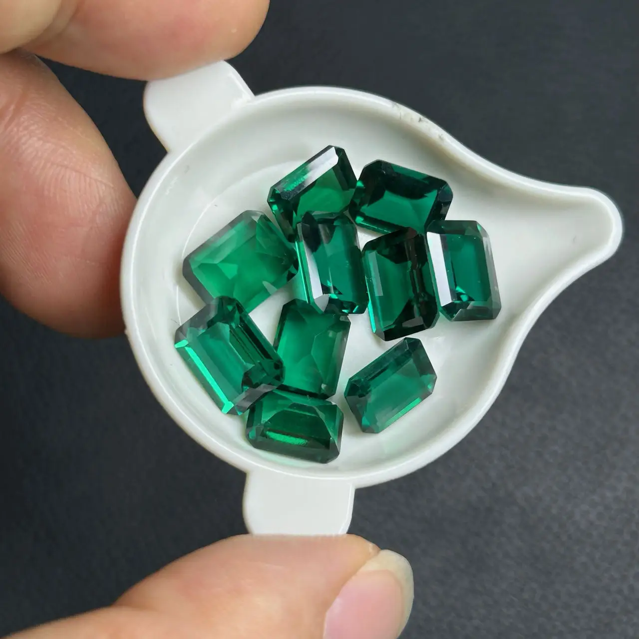 

Rectangle Shape Lab Grown Dark Green Zambia Emerald Hydrothermal Gemstone for Luxy Jewelry