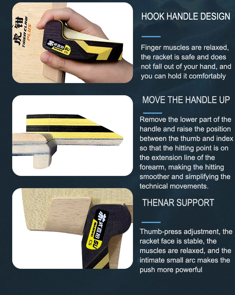 Original SANWEI Tischtennis Klinge Su Stil Tiger Klaue Plus Serie Penhold Schläger Ping Pong Klinge Professionelle Ping Pong Paddles – Detail 4
